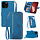 iPhone 11 hoesje - Bookcase - Koord - Pasjeshouder - Portemonnee - Bloemenpatroon - Kunstleer - Blauw