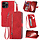 iPhone 12 hoesje - Bookcase - Koord - Pasjeshouder - Portemonnee - Bloemenpatroon - Kunstleer - Rood