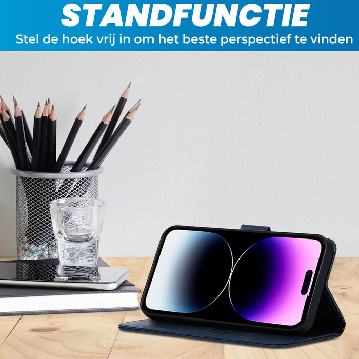 JVS Products OPPO Find X3 Pro hoesje - Bookcase - Pasjeshouder - Portemonnee - Kunstleer - Blauw