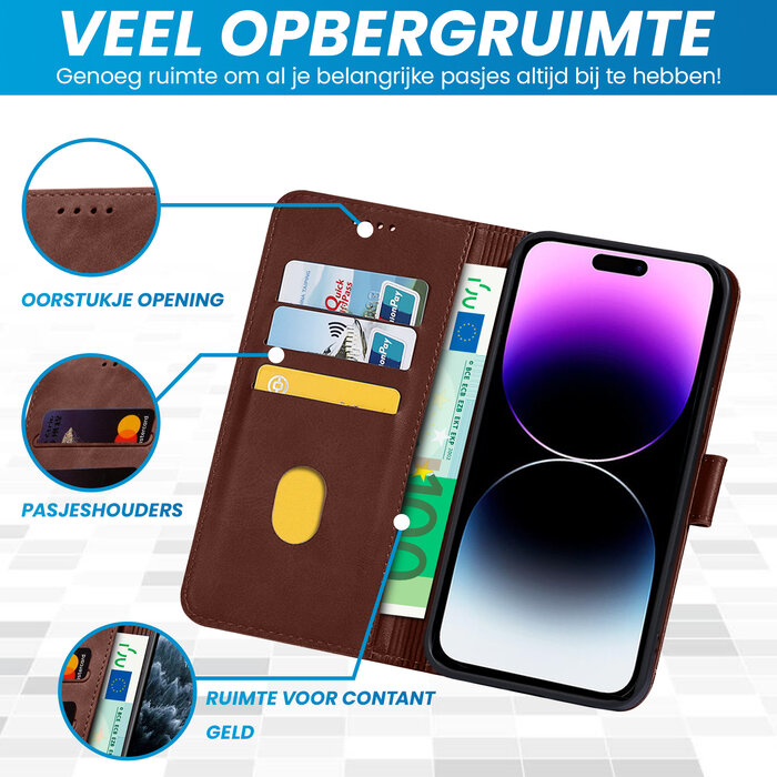 JVS Products Samsung Galaxy A51 hoesje - Bookcase - Pasjeshouder - Portemonnee - Kunstleer - Bruin
