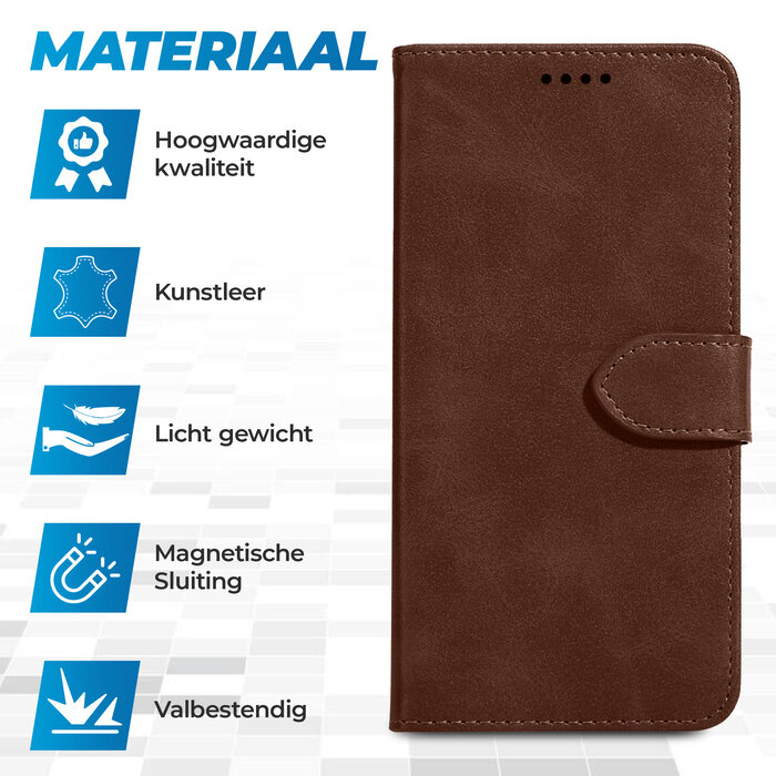 JVS Products Samsung Galaxy A51 hoesje - Bookcase - Pasjeshouder - Portemonnee - Kunstleer - Bruin