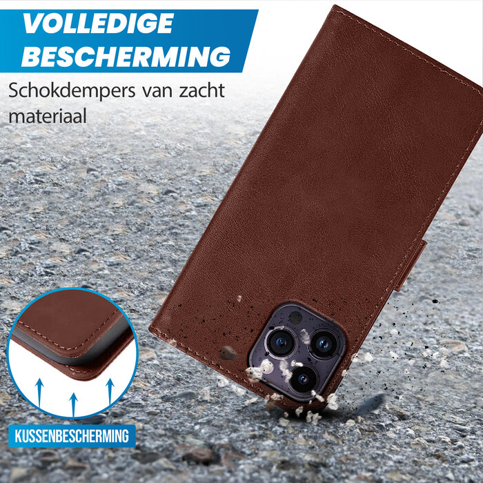 JVS Products Samsung Galaxy A51 hoesje - Bookcase - Pasjeshouder - Portemonnee - Kunstleer - Bruin