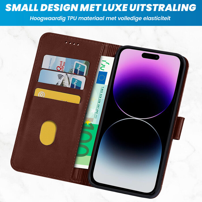 JVS Products Samsung Galaxy A51 hoesje - Bookcase - Pasjeshouder - Portemonnee - Kunstleer - Bruin