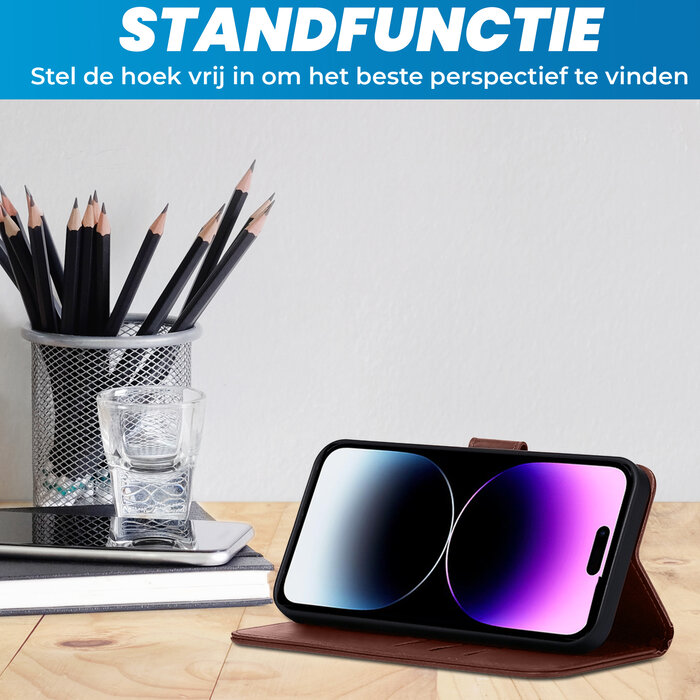 JVS Products Samsung Galaxy A51 hoesje - Bookcase - Pasjeshouder - Portemonnee - Kunstleer - Bruin