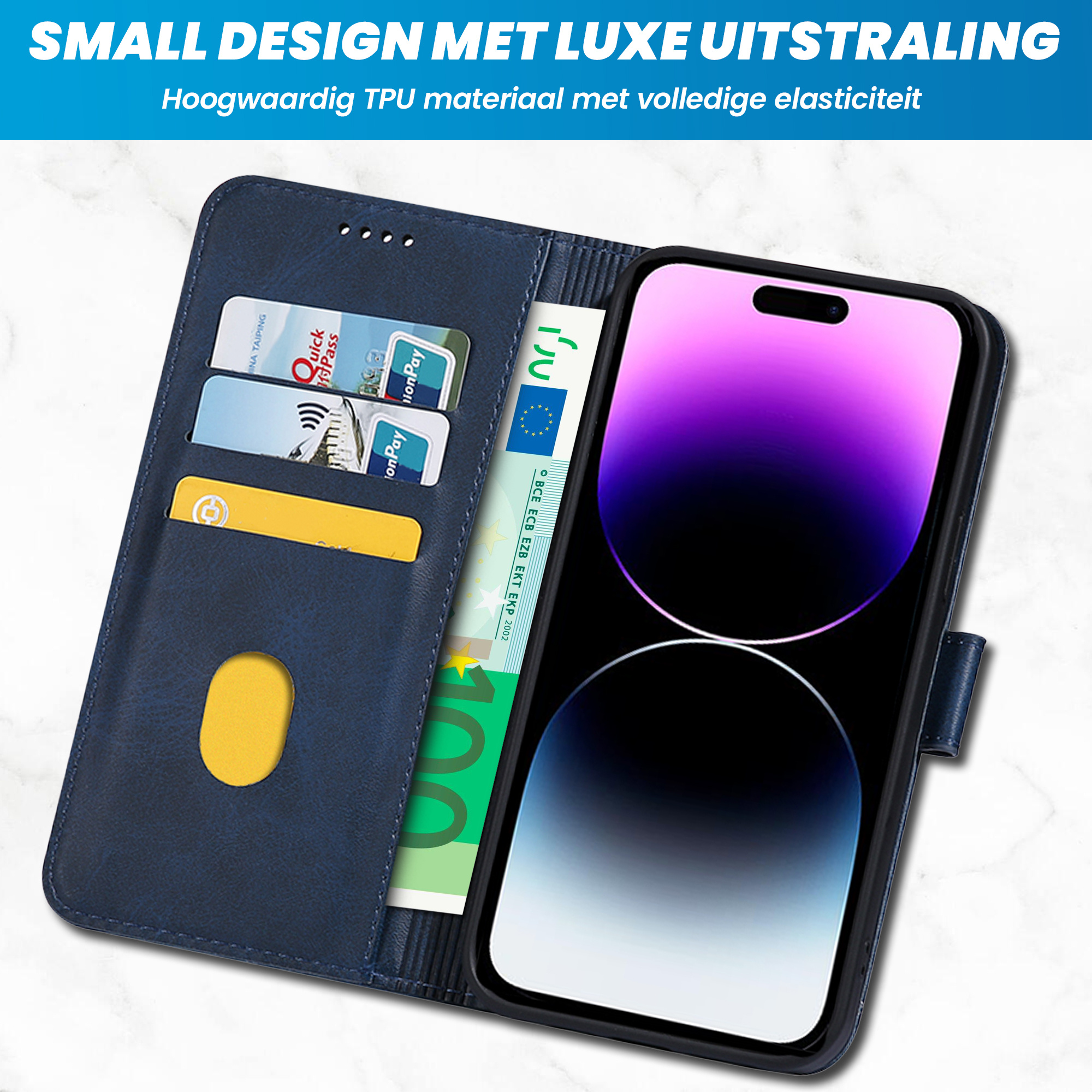 JVS Products iPhone X hoesje - Bookcase - Pasjeshouder - Portemonnee - Kunstleer - Blauw