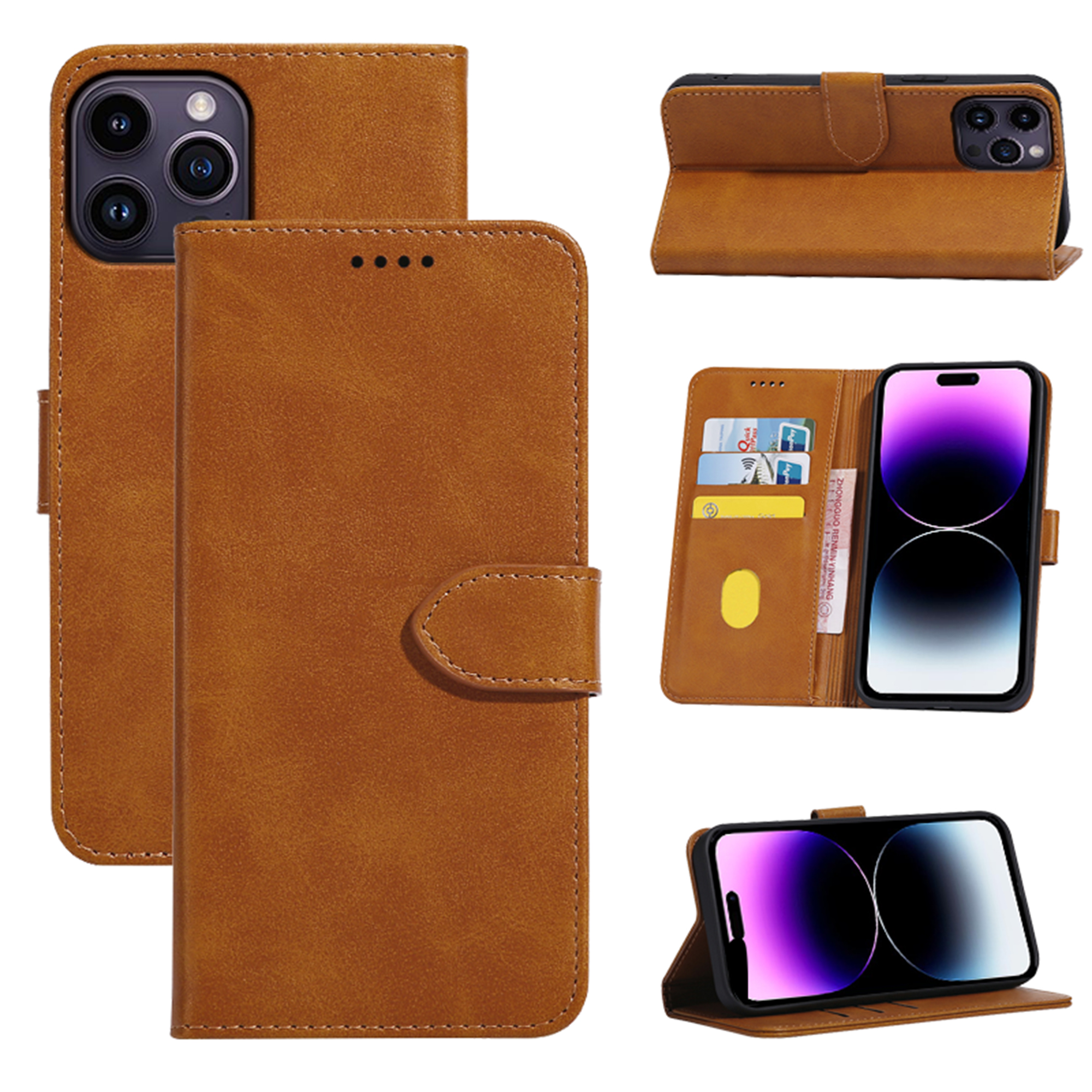 Samsung Galaxy S21 Plus hoesje - Bookcase - Pasjeshouder - Portemonnee - Kunstleer - Lichtbruin afbeelding