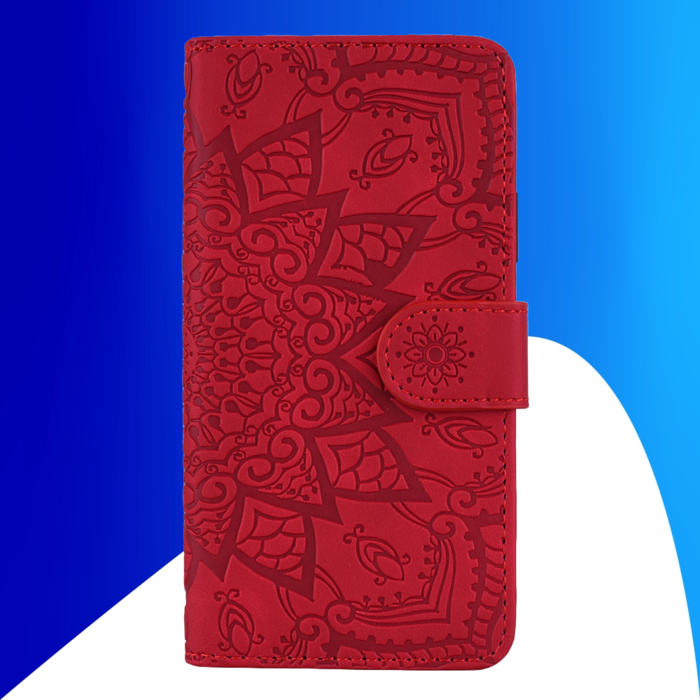JVS Products Samsung Galaxy A35 hoesje - Bookcase - Pasjeshouder - Portemonnee - Mandalapatroon - Kunstleer - Rood