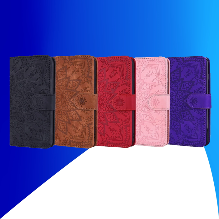 JVS Products Samsung Galaxy A35 hoesje - Bookcase - Pasjeshouder - Portemonnee - Mandalapatroon - Kunstleer - Rood
