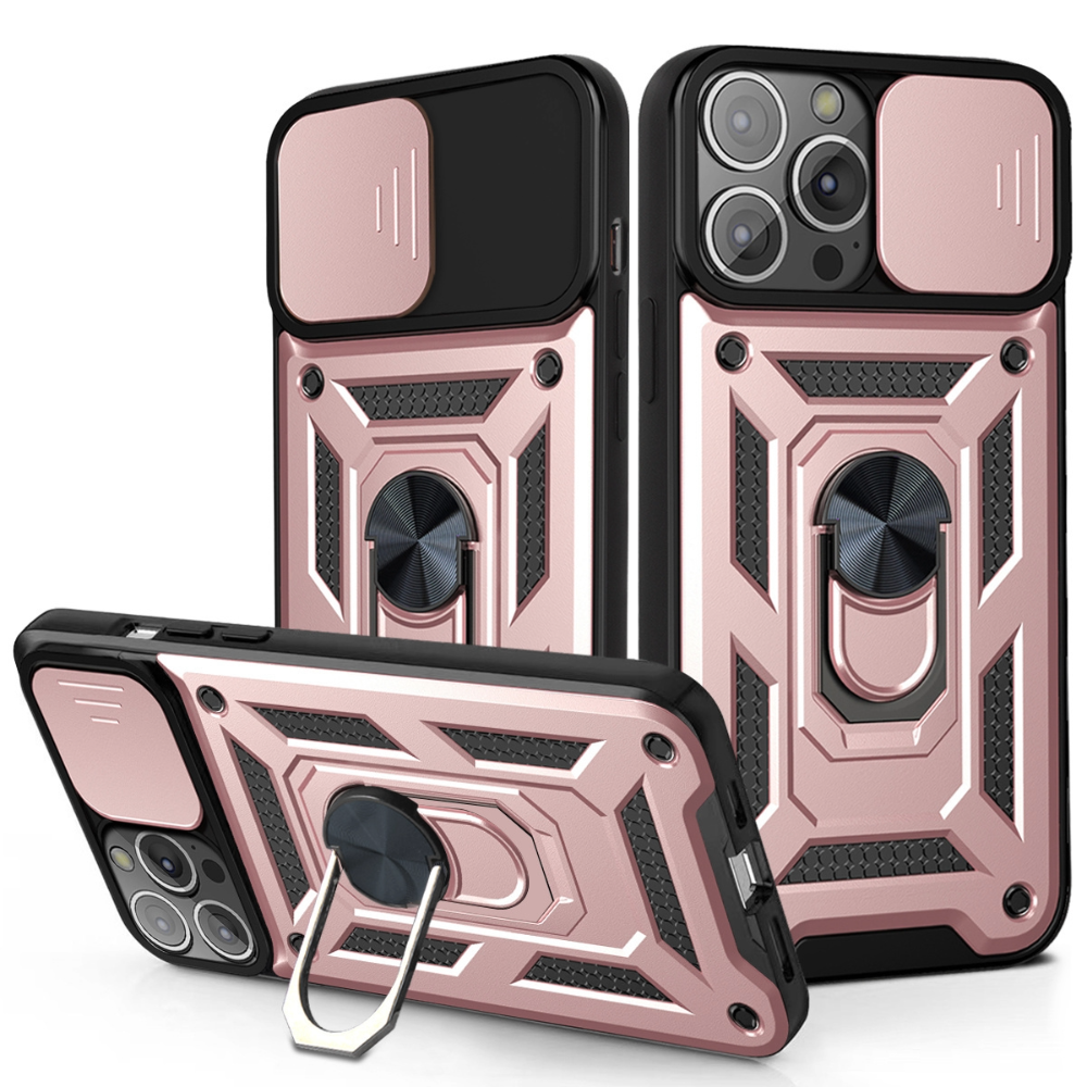 Samsung Galaxy A35 hoesje - Backcover - Rugged Armor - Camerabescherming - Extra valbescherming - TPU - Rose Goud