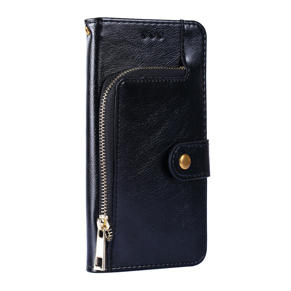 Samsung Galaxy A35 hoesje - Bookcase - Koord - Pasjeshouder - Portemonnee - Rits - Kunstleer - Zwart afbeelding