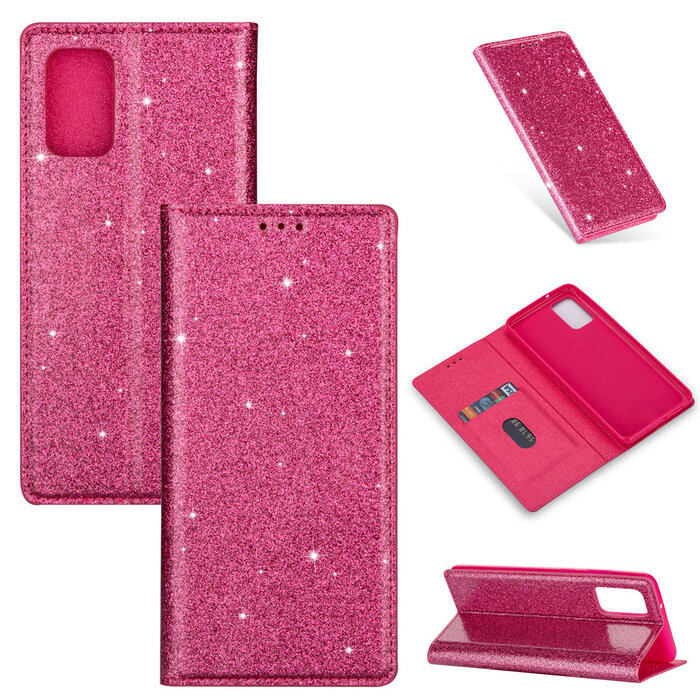 JVS Products Samsung Galaxy A35 hoesje - Bookcase - Pasjeshouder - Portemonnee - Glitter - TPU - Roze