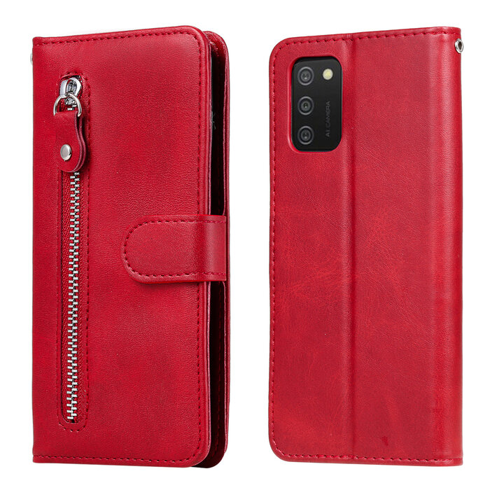 JVS Products Samsung Galaxy A55 hoesje - Bookcase - Pasjeshouder - Portemonnee - Rits - Kunstleer - Rood
