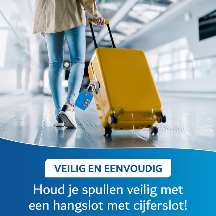 JVS Products Kofferslot - Hangslot - Cijferslot - 3 Cijfers - TSA Gecertificeerd - Lichtblauw