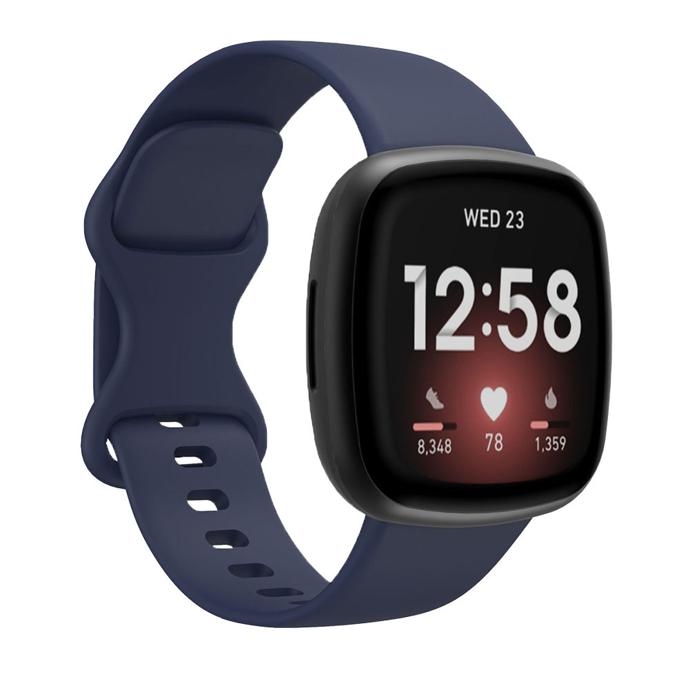 Bandje geschikt voor Fitbit Versa/Sense - Geschikt voor Fitbit Sense 1/2/ Fitbit Versa 3/4 - Maat S - Horlogebandje - Siliconen - Donkerblauw