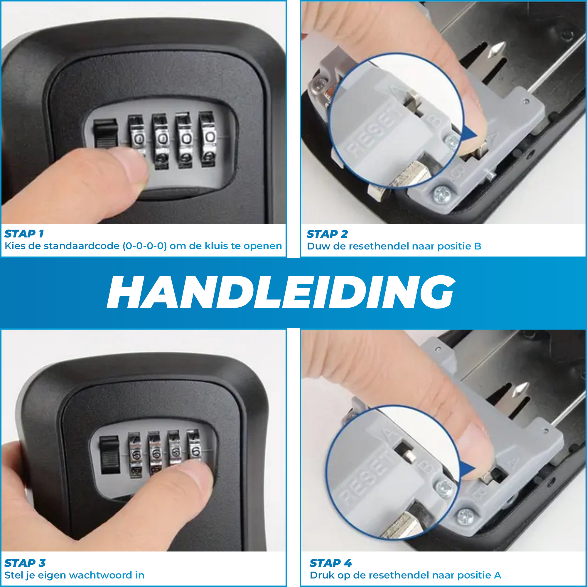 JVS Products Sleutelkluis - Sleutelkastje - Sleutelkluis met code voor binnen en buiten - Sleutelkluis inclusief wandmontage - Met cijferslot - ABS en Metaal - Zwart