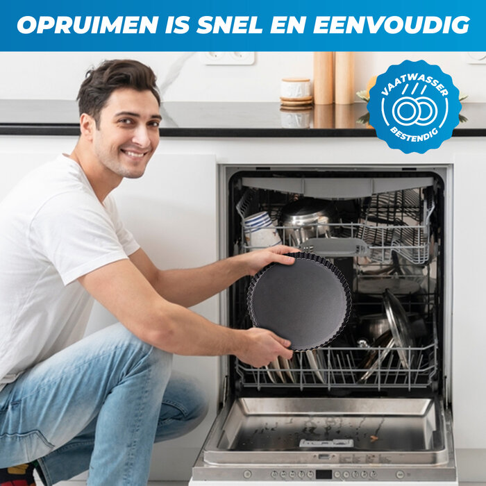 JVS Products Quichevorm - Quichevorm met losse bodem - Bakvorm - Taartvorm - Bakblik - 3 maten - Ø22 cm / Ø26 cm / Ø32cm - 3 stuks