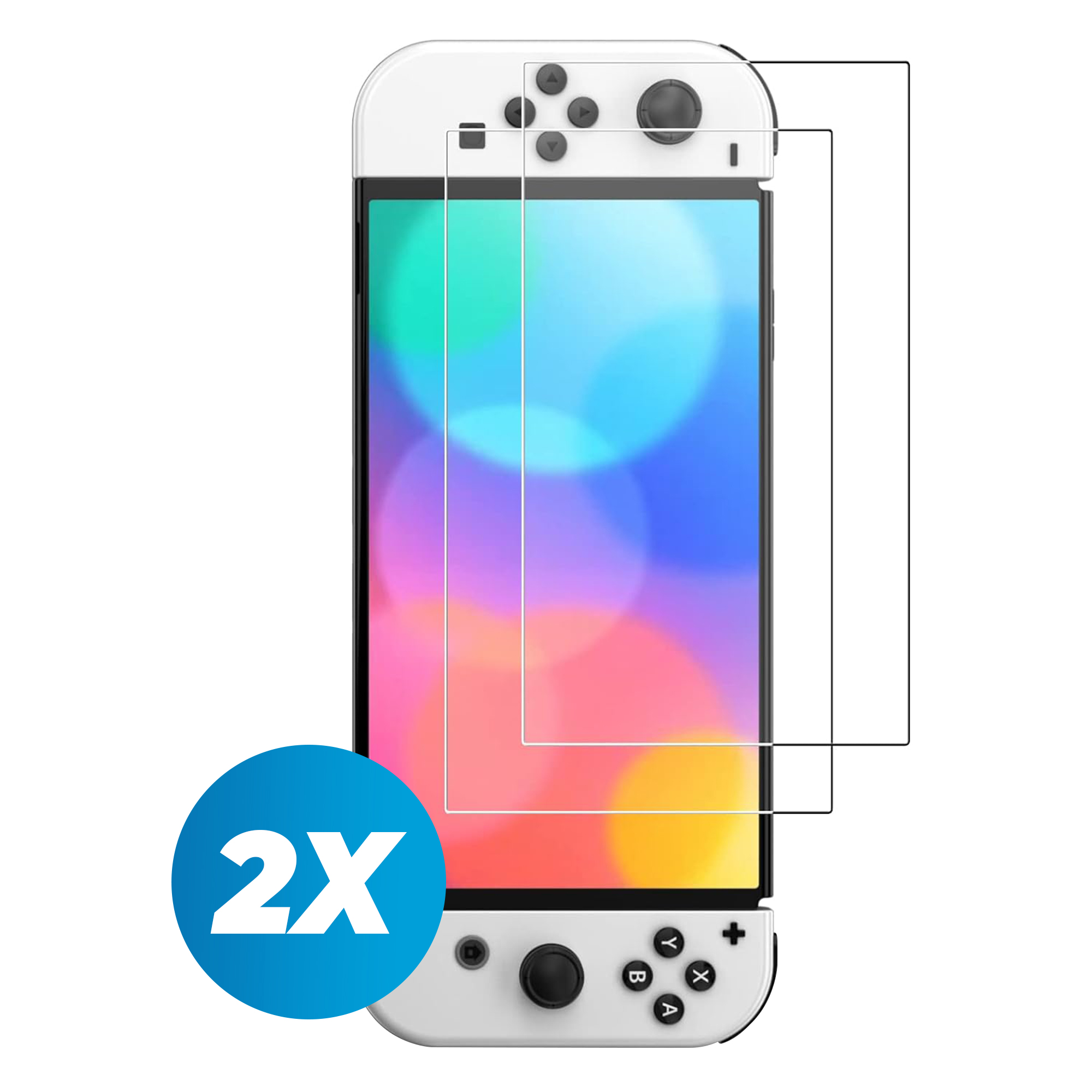 Screenprotector geschikt voor Nintendo Switch OLED - Tempered Glass - 2 stuks - Transparant afbeelding