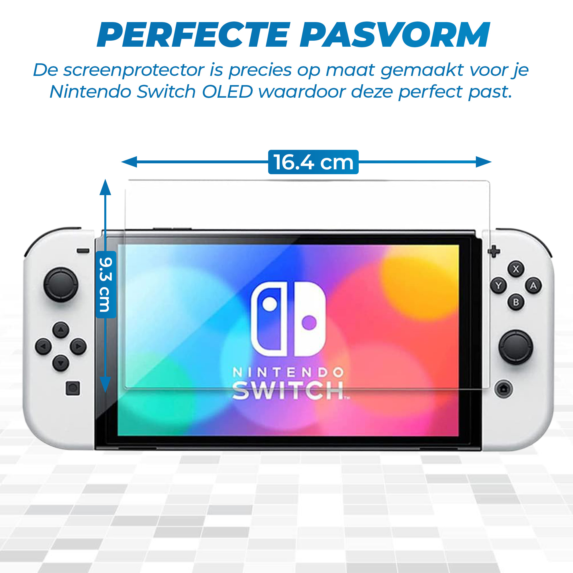 JVS Products Screenprotector geschikt voor Nintendo Switch OLED - Tempered Glass - 2 stuks - Transparant