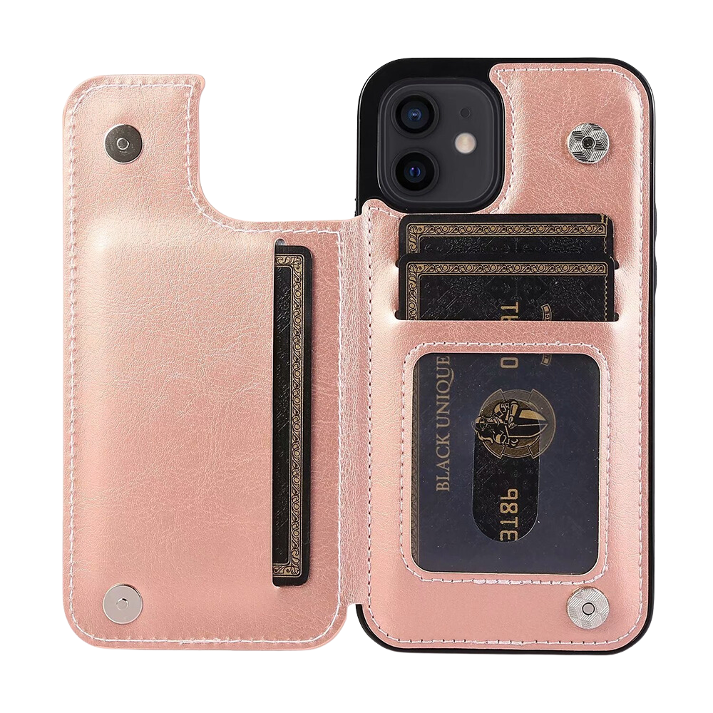 iPhone 16 Pro hoesje - Backcover - Pasjeshouder - Portemonnee - Kunstleer - Rose Goud