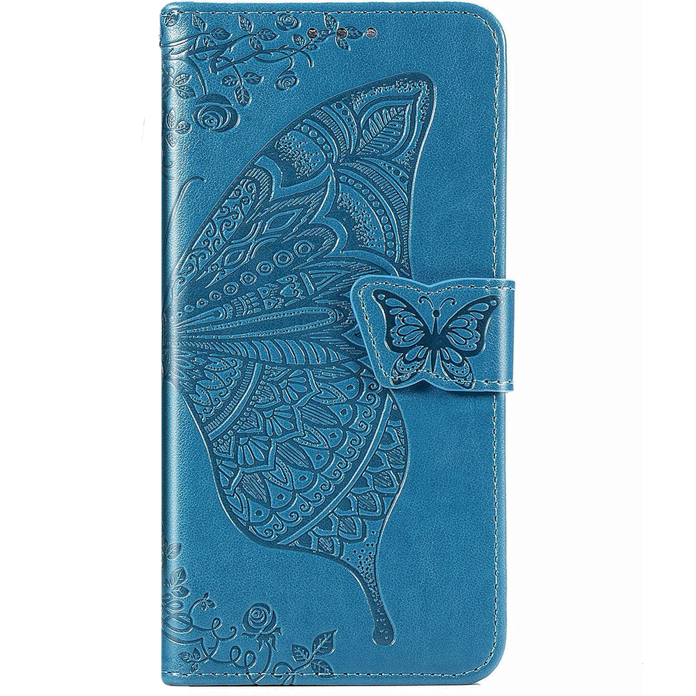 iPhone 16 Pro hoesje - Bookcase - Pasjeshouder - Portemonnee - Vlinderpatroon - Kunstleer - Blauw