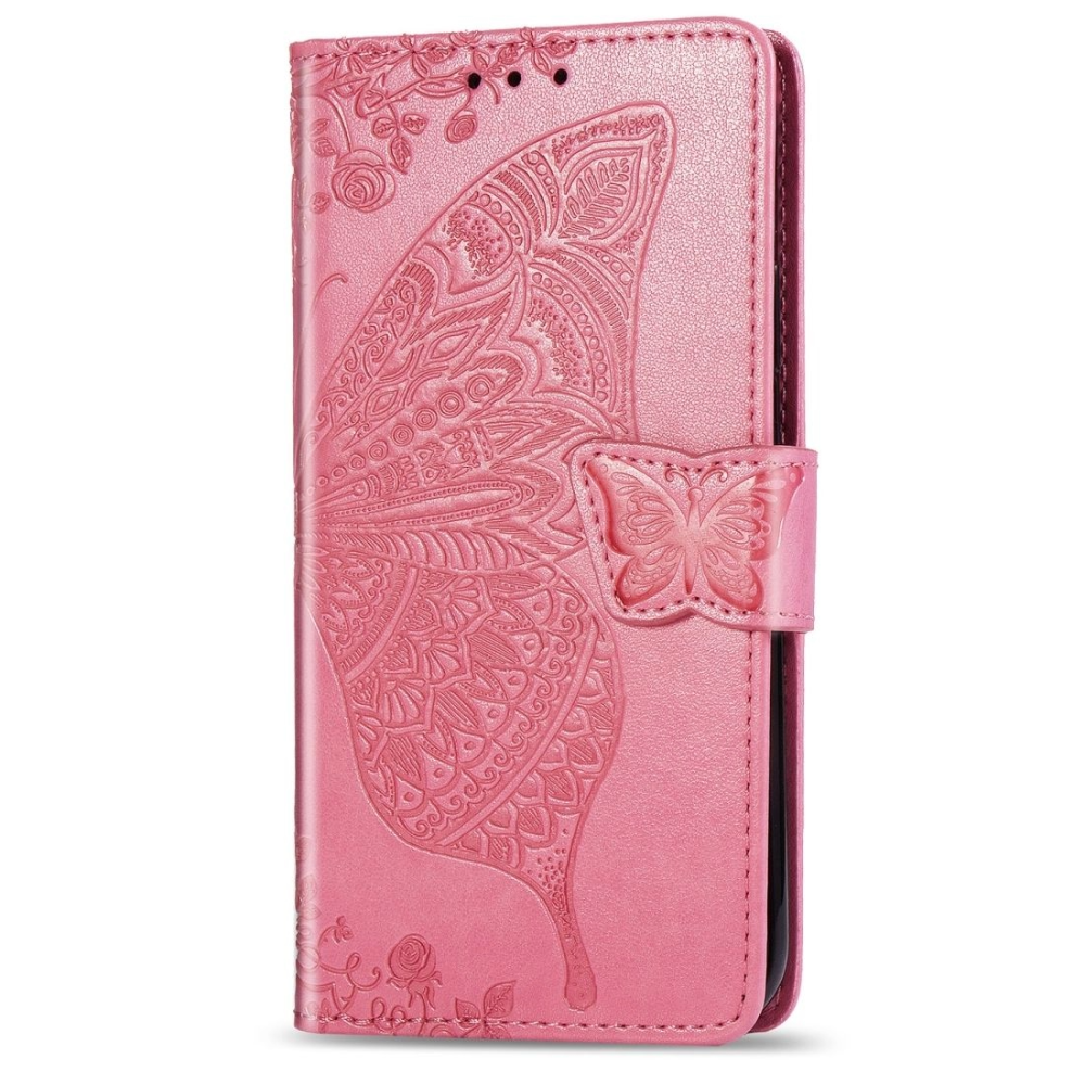 iPhone 16 hoesje - Bookcase - Pasjeshouder - Portemonnee - Vlinderpatroon - Kunstleer - Roze