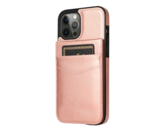 JVS Products iPhone 16 Pro Max hoesje - Backcover - Pasjeshouder - Portemonnee - Kunstleer - Rose Goud