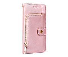 JVS Products iPhone 16 Plus hoesje - Bookcase - Koord - Pasjeshouder - Portemonnee - Rits - Kunstleer - Rose Goud