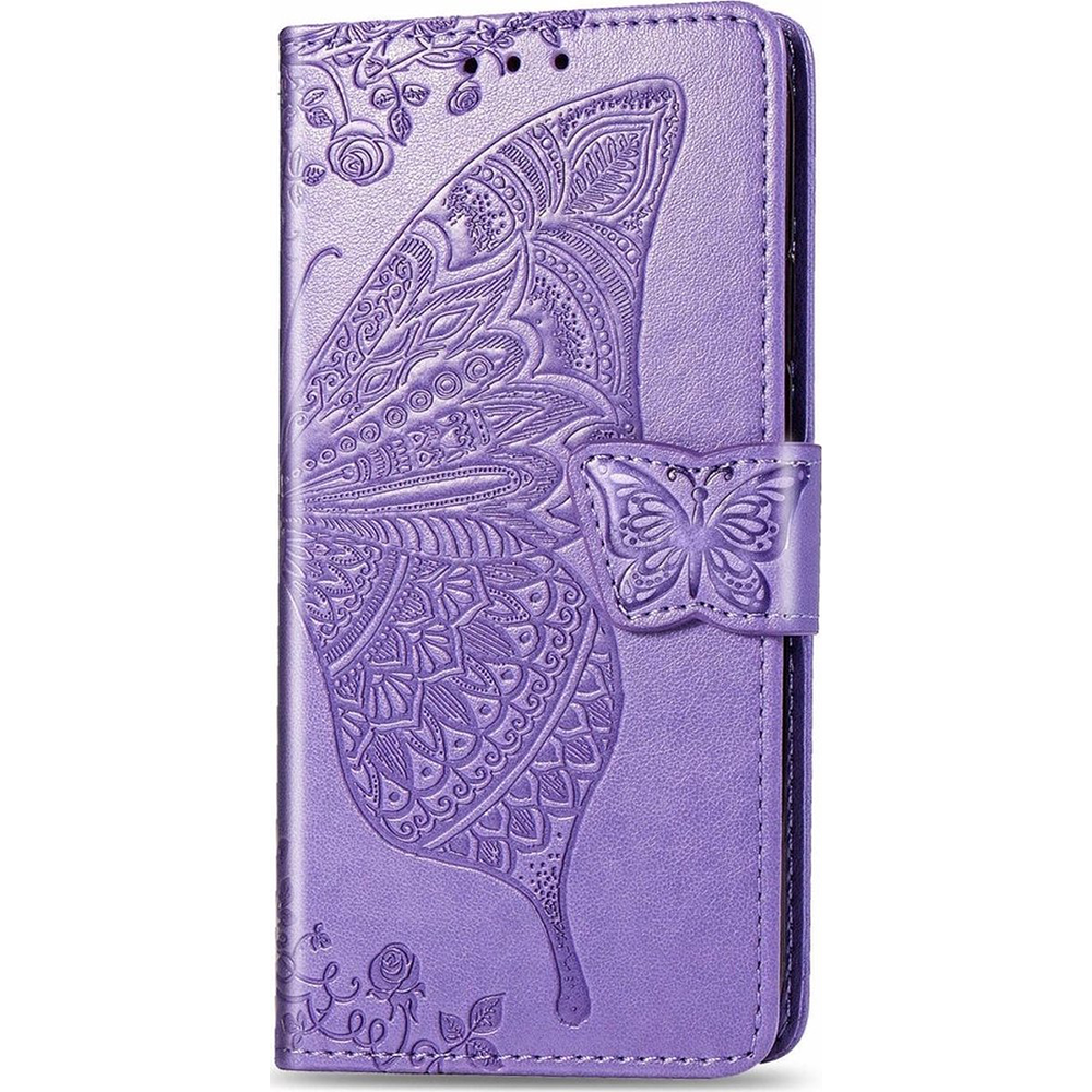 iPhone 16 Plus hoesje - Bookcase - Pasjeshouder - Portemonnee - Vlinderpatroon - Kunstleer - Paars