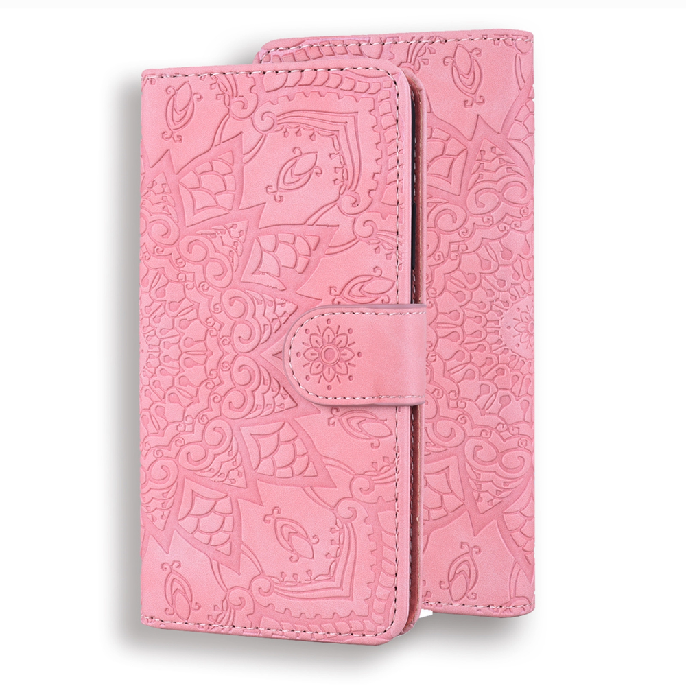 iPhone 16 hoesje - Bookcase - Pasjeshouder - Portemonnee - Mandalapatroon - Kunstleer - Roze