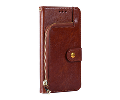 JVS Products iPhone 16 Pro hoesje - Bookcase - Koord - Pasjeshouder - Portemonnee - Rits - Kunstleer - Bruin