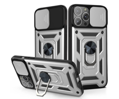 JVS Products iPhone 16 hoesje - Backcover - Rugged Armor - Camerabescherming - Extra valbescherming - TPU - Zilver