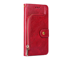 JVS Products iPhone 16 Pro hoesje - Bookcase - Koord - Pasjeshouder - Portemonnee - Rits - Kunstleer - Rood