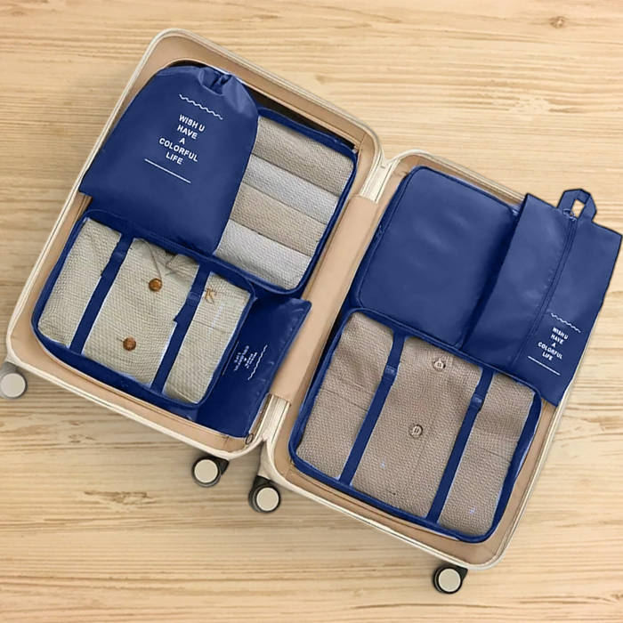 JVS Products Packing Cubes - Koffer Organizer Set - 8-delig - Kleding en Bagage Organizer - Travel Cubes - Reis Accessoires - Voor Tassen en Backpacks - Blauw