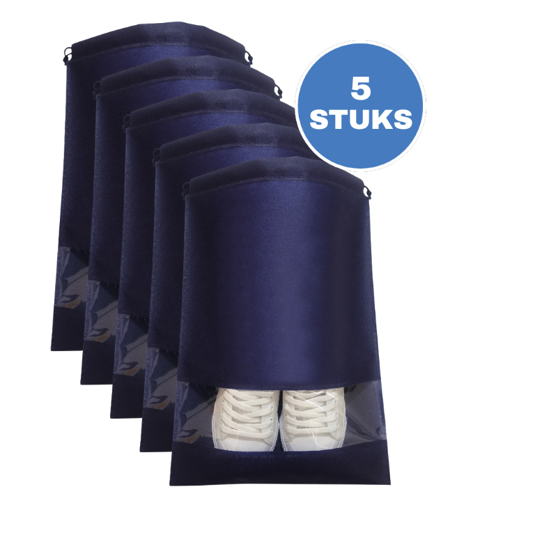 Schoenenzakken - 5 Stuks - Schoenentas - Reistas en Opbergtas - Waterafstotend - Travel Organizer - Donkerblauw