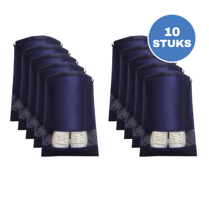 JVS Products Schoenenzakken - 10 Stuks - Schoenentas - Reistas en Opbergtas - Waterafstotend - Travel Organizer - Donkerblauw