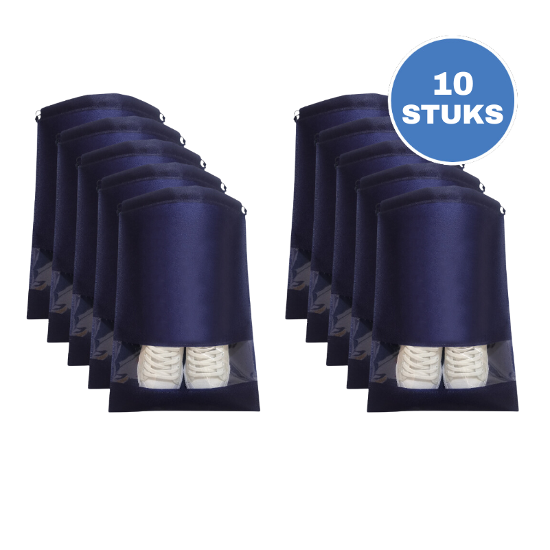 Schoenenzakken - 10 Stuks - Schoenentas - Reistas en Opbergtas - Waterafstotend - Travel Organizer - Donkerblauw