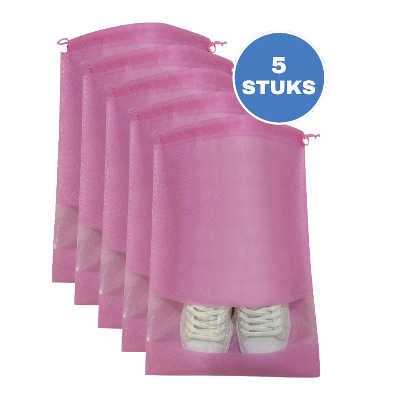 Schoenenzakken - 5 Stuks - Schoenentas - Reistas en Opbergtas - Waterafstotend - Travel Organizer - Roze