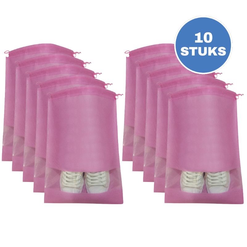 Schoenenzakken - 10 Stuks - Schoenentas - Reistas en Opbergtas - Waterafstotend - Travel Organizer - Roze