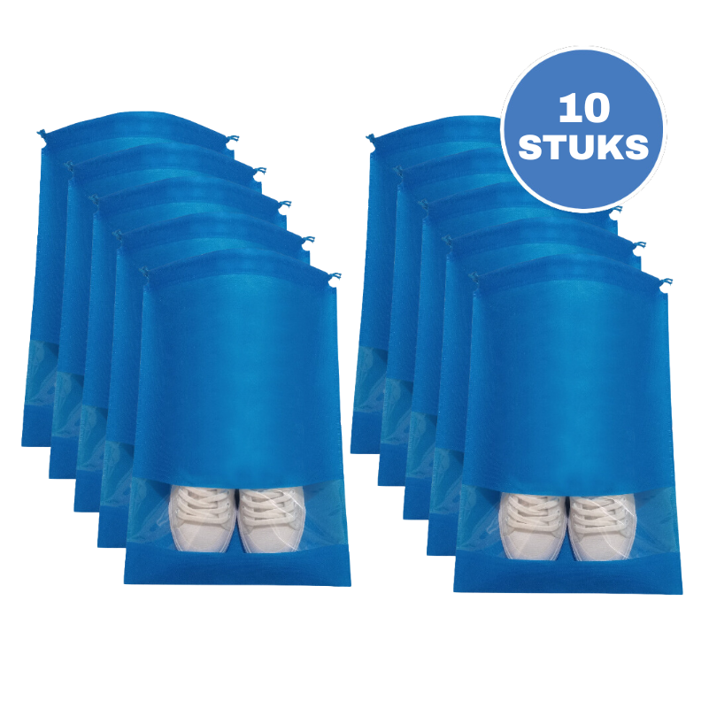 Schoenenzakken - 10 Stuks - Schoenentas - Reistas en Opbergtas - Waterafstotend - Travel Organizer - Lichtblauw