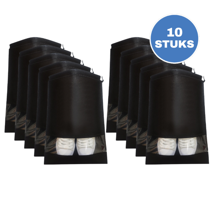 JVS Products Schoenenzakken - 10 Stuks - Schoenentas - Reistas en Opbergtas - Waterafstotend - Travel Organizer - Zwart