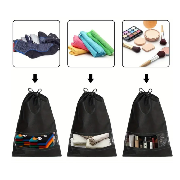 JVS Products Schoenenzakken - 10 Stuks - Schoenentas - Reistas en Opbergtas - Waterafstotend - Travel Organizer - Zwart