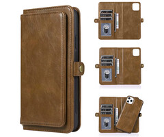 JVS Products iPhone 16 Pro Max hoesje - Bookcase - Afneembaar 2 in 1 - Backcover - Pasjeshouder - Portemonnee - Kunstleer - Bruin