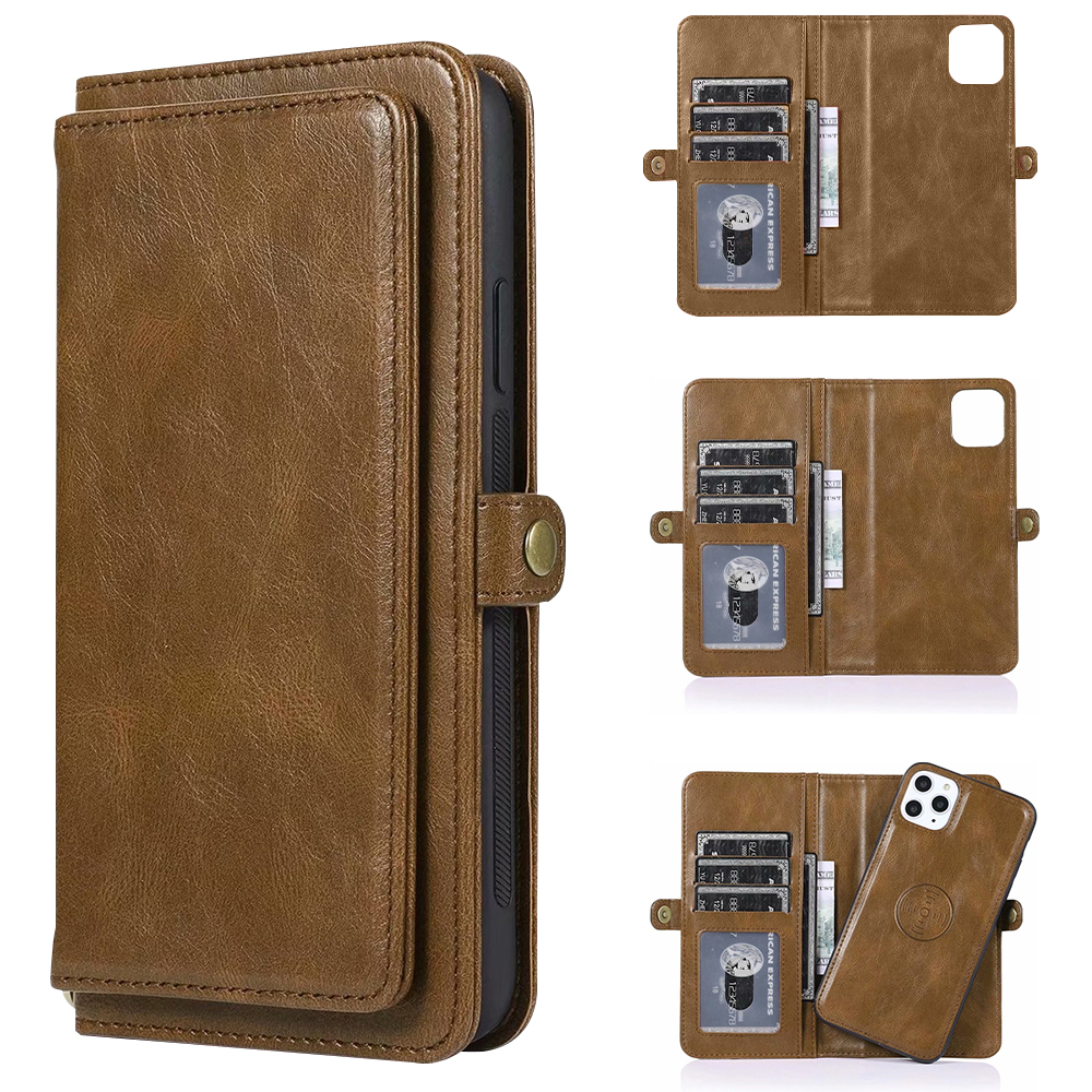 iPhone 16 Pro Max hoesje - Bookcase - Afneembaar 2 in 1 - Backcover - Pasjeshouder - Portemonnee - Kunstleer - Bruin afbeelding