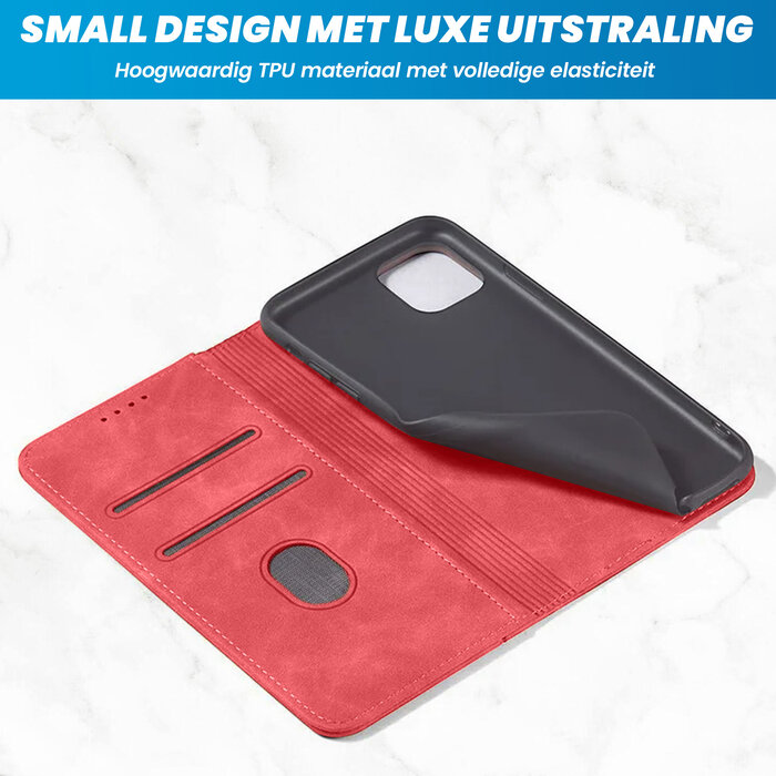 JVS Products iPhone 16 Pro Max hoesje - Bookcase - Pasjeshouder - Portemonnee - Kunstleer - Rood