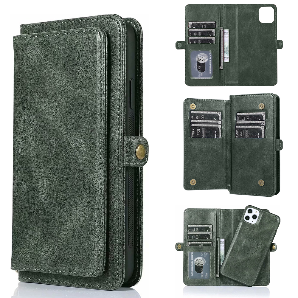 iPhone 16 Pro hoesje - Bookcase - Afneembaar 2 in 1 - Backcover - Pasjeshouder - Portemonnee - Kunstleer - Groen afbeelding