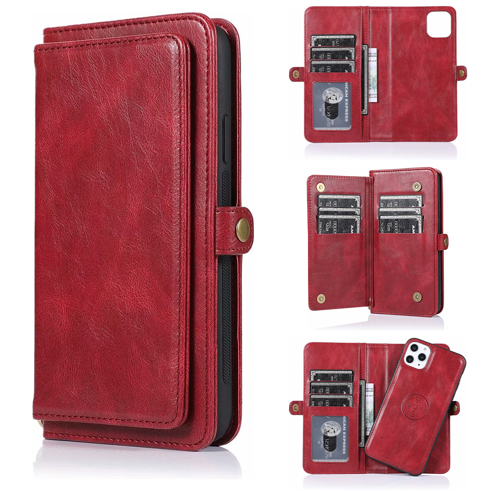 iPhone 16 Pro hoesje - Bookcase - Afneembaar 2 in 1 - Backcover - Pasjeshouder - Portemonnee - Kunstleer - Rood afbeelding
