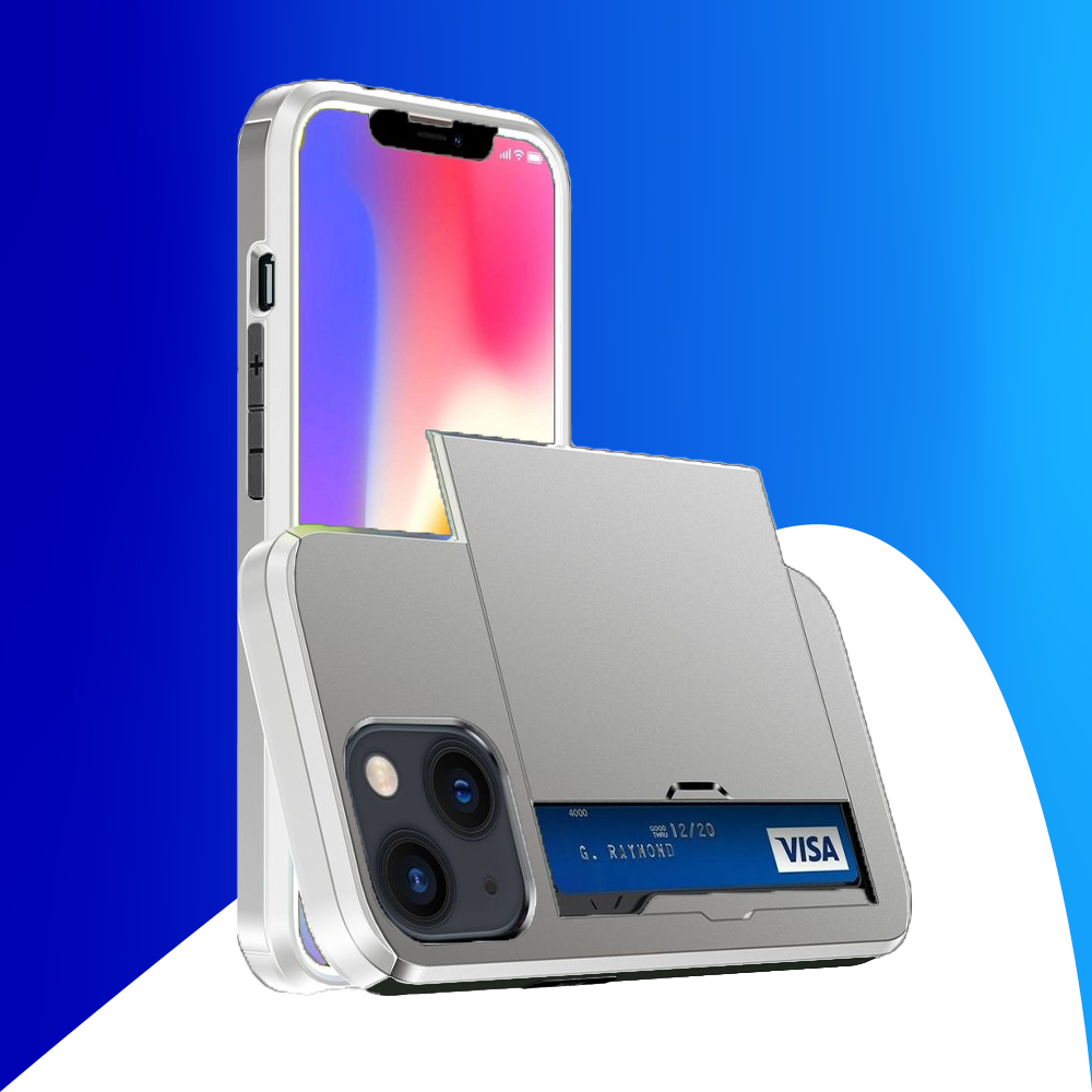 JVS Products iPhone 16 Pro hoesje - Backcover - Hardcase - Pasjeshouder - Portemonnee - Shockproof - TPU - Wit