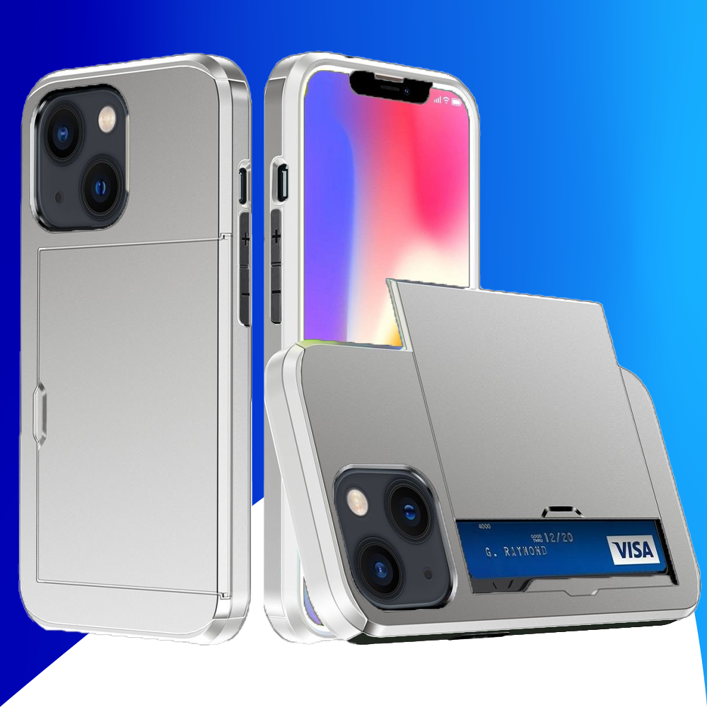 JVS Products iPhone 16 Pro hoesje - Backcover - Hardcase - Pasjeshouder - Portemonnee - Shockproof - TPU - Wit