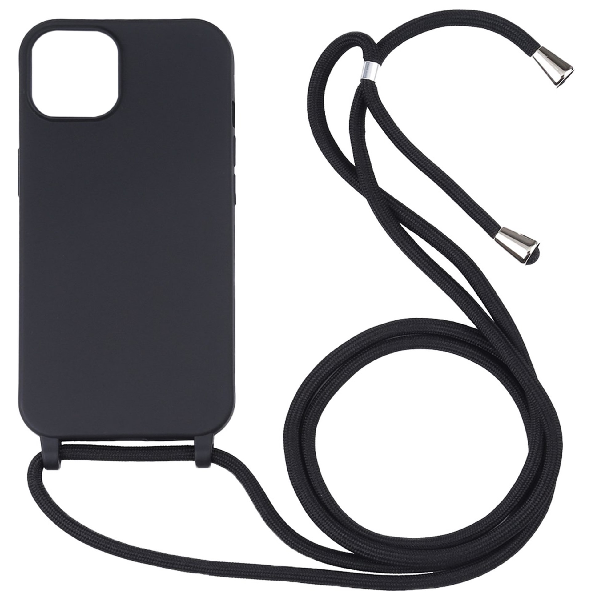 iPhone 16 hoesje - Backcover - Koord - Softcase - Flexibel - TPU - Zwart afbeelding