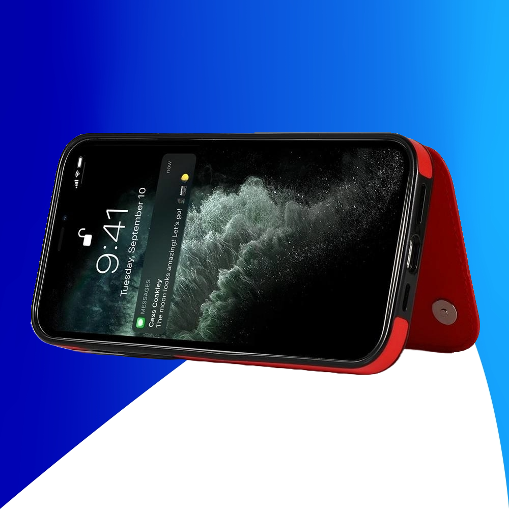 JVS Products iPhone 16 Plus hoesje - Backcover - Pasjeshouder - Portemonnee - Bloemenprint - Kunstleer - Rood